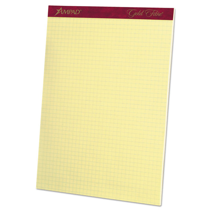 Gold Fibre Canary Quadrille Pads, 4 sq/in Quadrille Rule, 8.5 x 11.75, Canary, 50 Sheets
