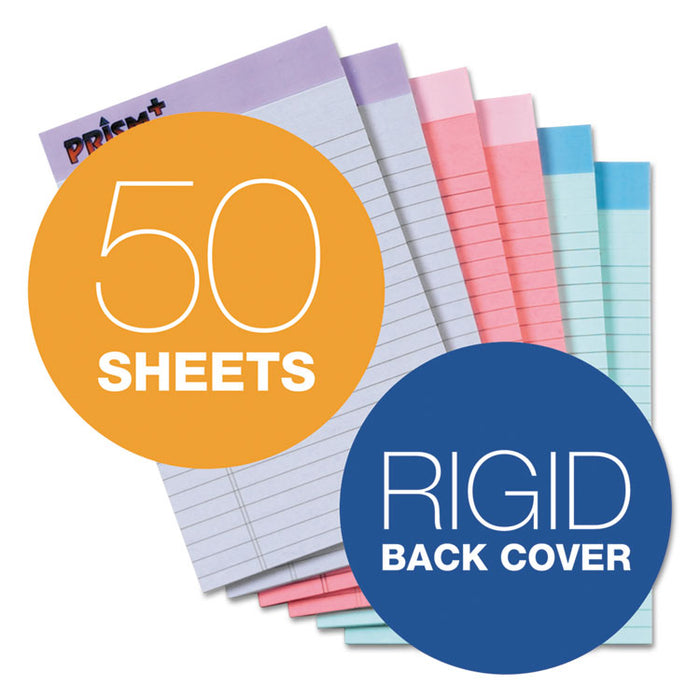 Prism + Writing Pads, Narrow Rule, 5 x 8, Assorted Pastel Sheet Colors, 50 Sheets, 6/Pack