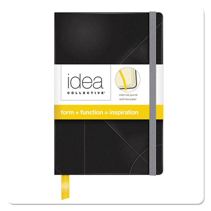 Idea Collective Journal, Hardcover with Elastic Closure, 1 Subject, Wide/Legal Rule, Black Cover, 5.5 x 3.5, 96 Sheets