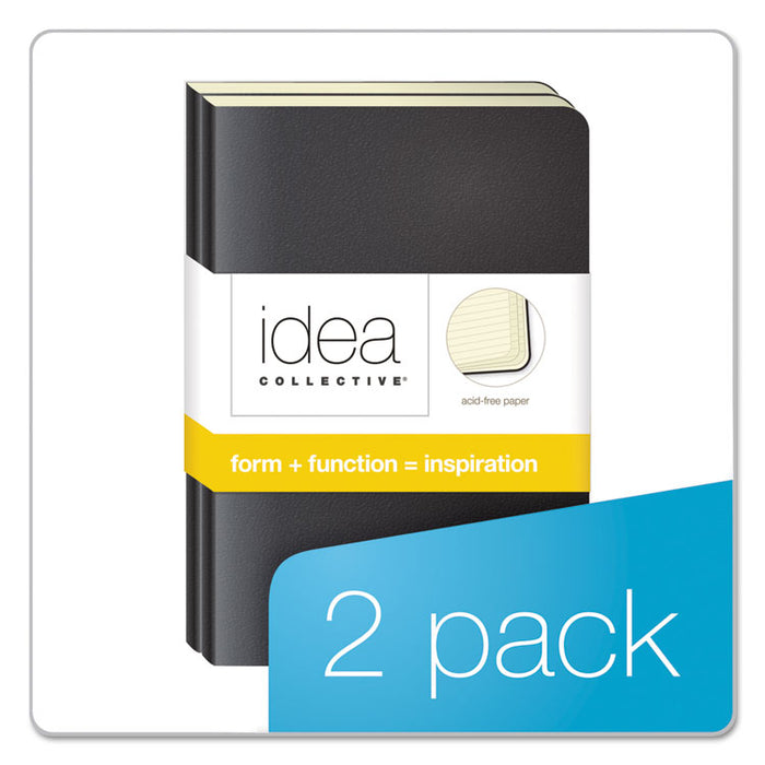 Idea Collective Journal, Soft Cover, 1 Subject, Wide/Legal Rule, Black Cover, 5.5 x 3.5, 40 Sheets, 2/Pack