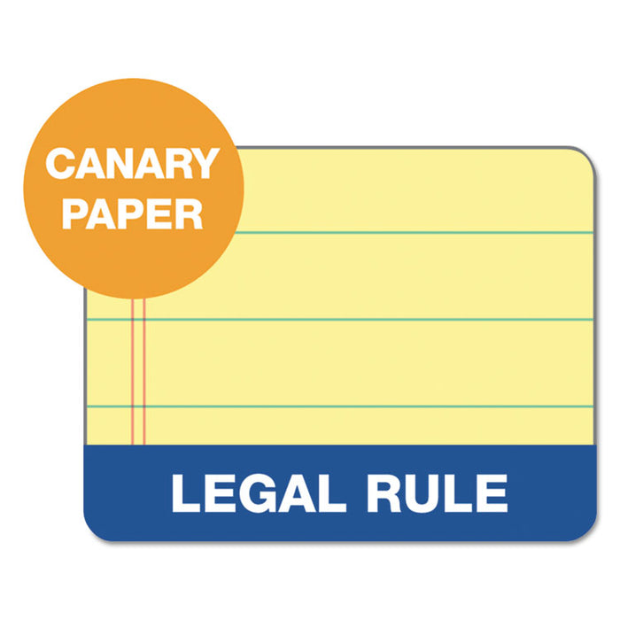 Docket Ruled Perforated Pads, Wide/Legal Rule, 50 Canary-Yellow 8.5 x 11.75 Sheets, 6/Pack