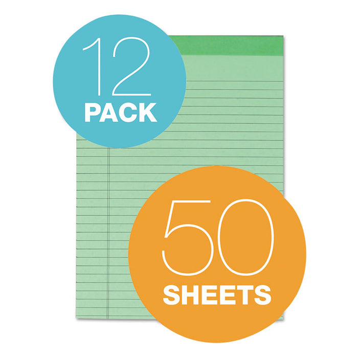 Prism + Colored Writing Pads, Wide/Legal Rule, 50 Pastel Green 8.5 x 11.75 Sheets, 12/Pack