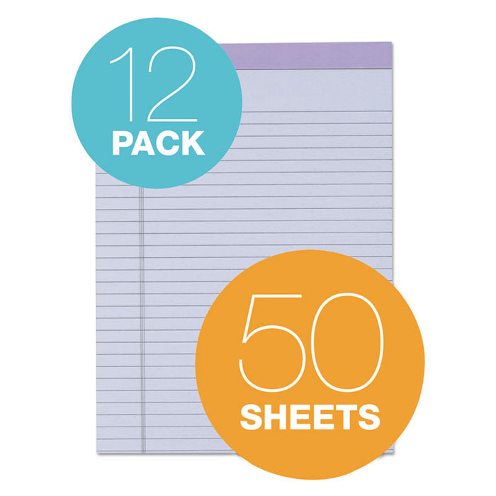 Prism + Colored Writing Pads, Wide/Legal Rule, 50 Pastel Orchid 8.5 x 11.75 Sheets, 12/Pack