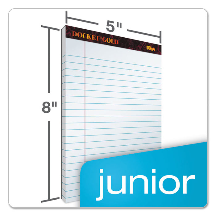 Docket Gold Ruled Perforated Pads, Narrow Rule, 50 White 5 x 8 Sheets, 12/Pack