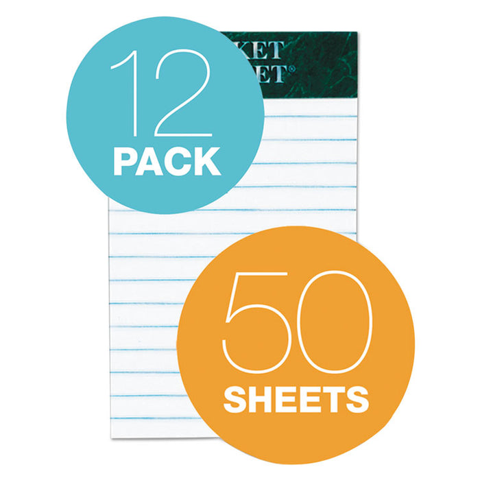 Docket Ruled Perforated Pads, Medium/College Rule, 50 White 3 x 5 Sheets, 12/Pack
