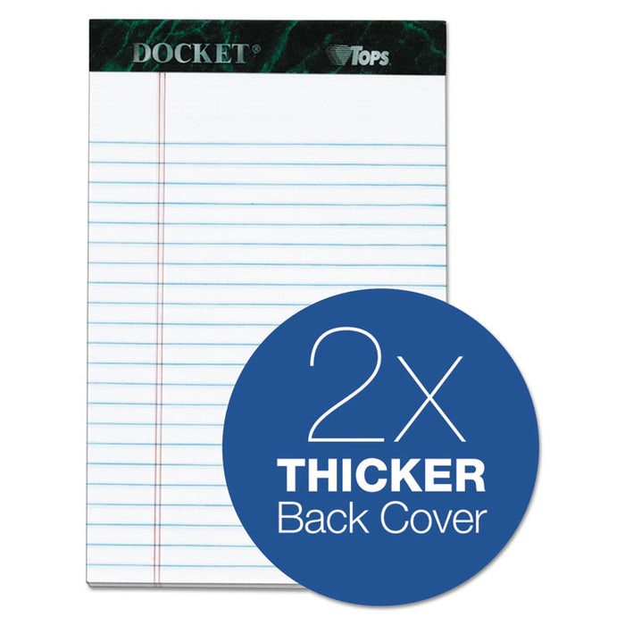 Docket Ruled Perforated Pads, Narrow Rule, 50 White 5 x 8 Sheets, 6/Pack