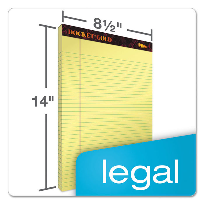 Docket Gold Ruled Perforated Pads, Wide/Legal Rule, 50 Canary-Yellow 8.5 x 14 Sheets, 12/Pack