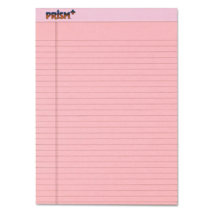 Prism + Writing Pads, Wide/Legal Rule, 8.5 x 11.75, Pastel Pink, 50 Sheets, 12/Pack