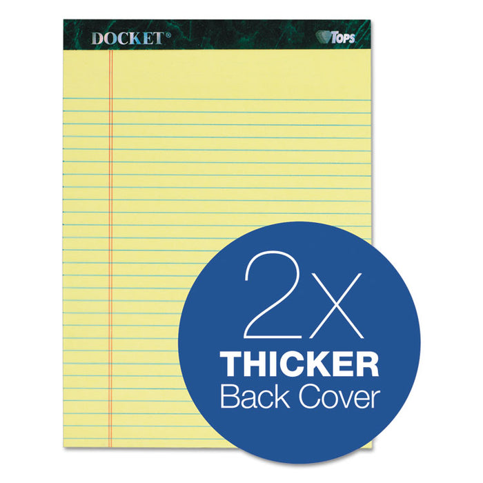 Docket Ruled Perforated Pads, Wide/Legal Rule, 50 Canary-Yellow 8.5 x 11.75 Sheets, 6/Pack