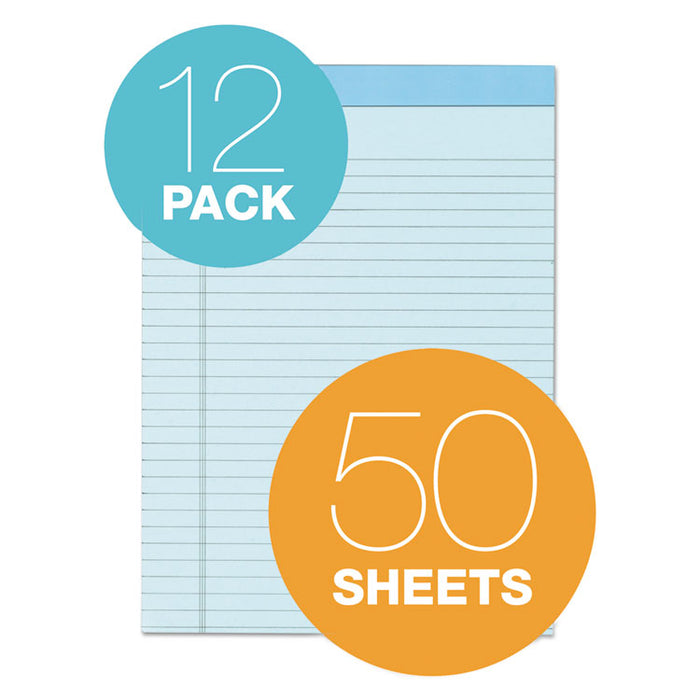 Prism + Colored Writing Pads, Wide/Legal Rule, 50 Pastel Blue 8.5 x 11.75 Sheets, 12/Pack