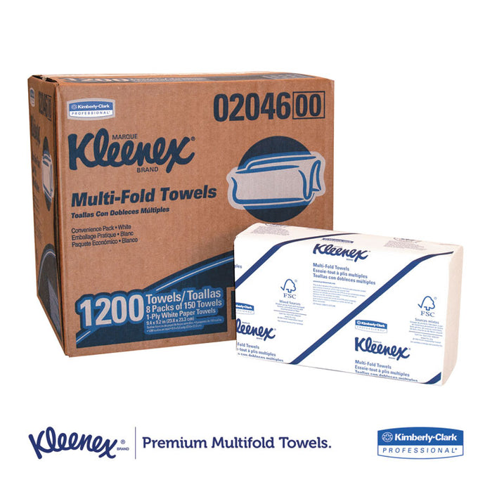 Multi-Fold Paper Towels, Convenience, 9 1/5x9 2/5, White, 150/Pk, 8 Packs/Carton