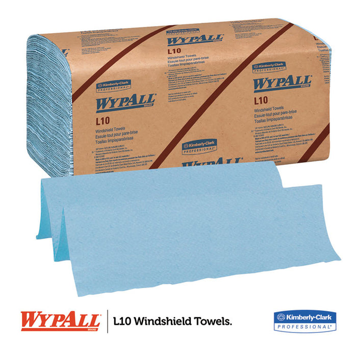 L10 Windshield Towels, 1-Ply, 9.1 x 10.25, Light Blue, 224/Pack, 10 Packs/Carton
