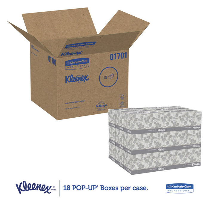 Hand Towels, Pop-Up Box, Cloth, 1-Ply, 9 x 10.5, White, 120/Box, 18 Boxes/Carton