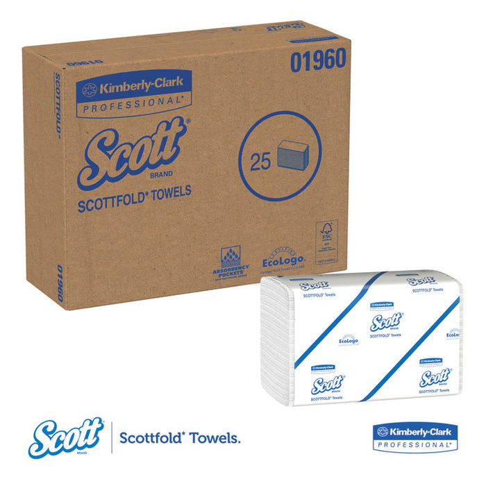 Pro Scottfold Towels, 7 4/5 x 12 2/5, White, 175 Towels/Pack, 25 Packs/Carton
