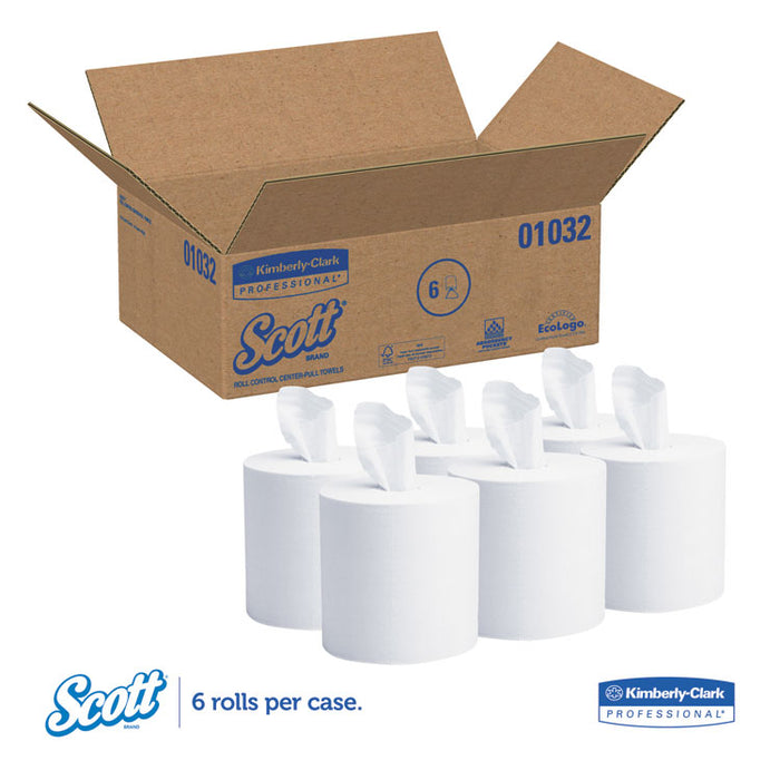 Essential Roll Control Center-Pull Towels, 1-Ply, 8 x 12, White, 700/Roll, 6 Rolls/Carton