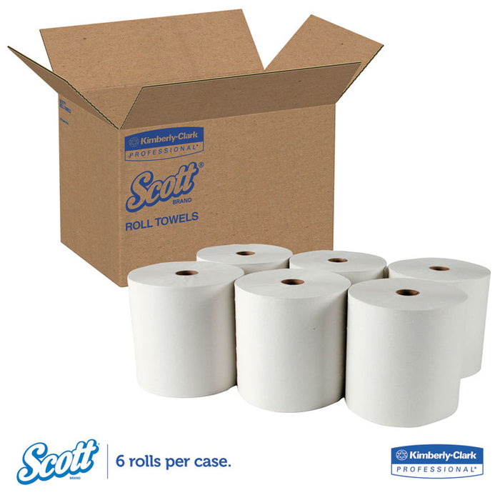Essential High Capacity Hard Roll Towels for Business, 1.5" Core, 8" x 1,000 ft, Recycled, White, 6/Carton