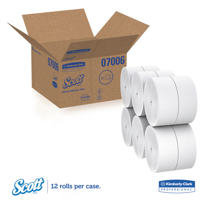 Essential Coreless JRT, Septic Safe, 2-Ply, White, 3.75" x 1,150 ft, 12 Rolls/Carton