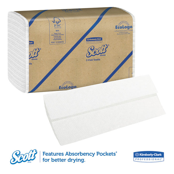 Essential C-Fold Towels for Business, Absorbency Pockets, 10.13 x 13.15, White, 200/Pack, 12 Packs/Carton