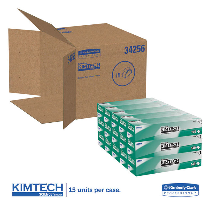 Kimwipes Delicate Task Wipers, 1-Ply, 14 7/10 x 16 3/5, 140/Box, 15 Boxes/Carton