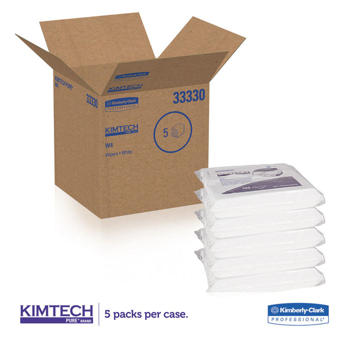 W4 Critical Task Wipers, Flat Double Bag, 12x12, White, 100/Pack, 5 Packs/Carton