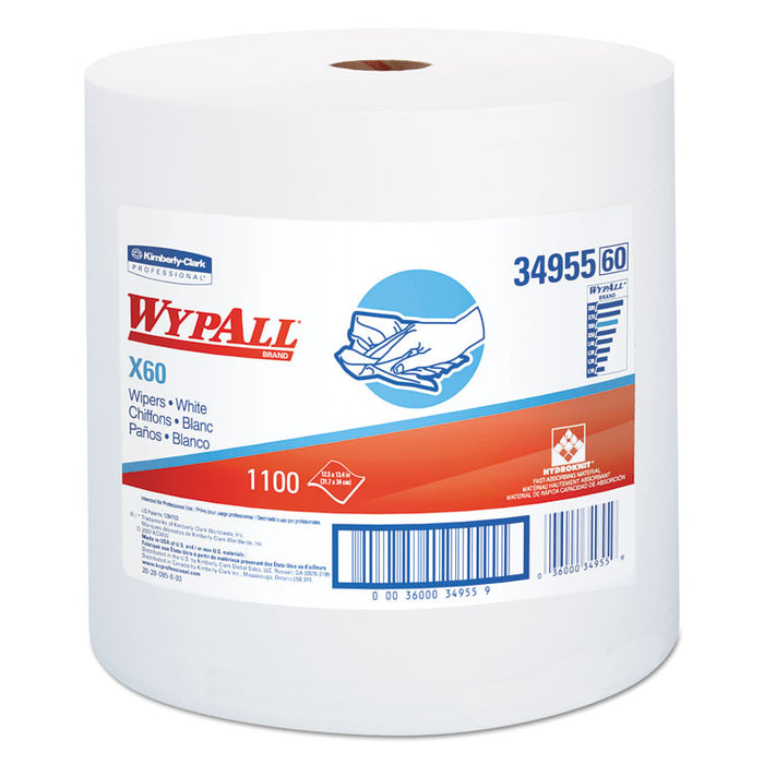 General Clean X60 Cloths, Jumbo Roll, 12.2 x 12.4, White, 1,100/Roll