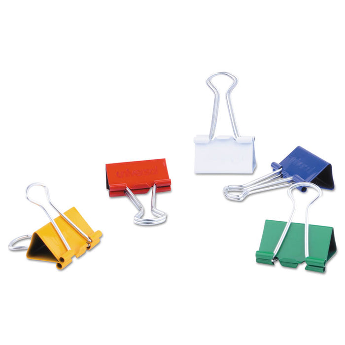 Binder Clips with Storage Tub, Medium, Assorted Colors, 24/Pack