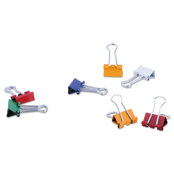 Binder Clips with Storage Tub, Mini, Assorted Colors, 60/Pack