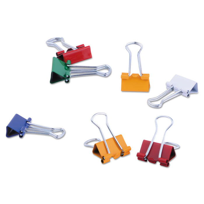Binder Clips with Storage Tub, Small, Assorted Colors, 40/Pack