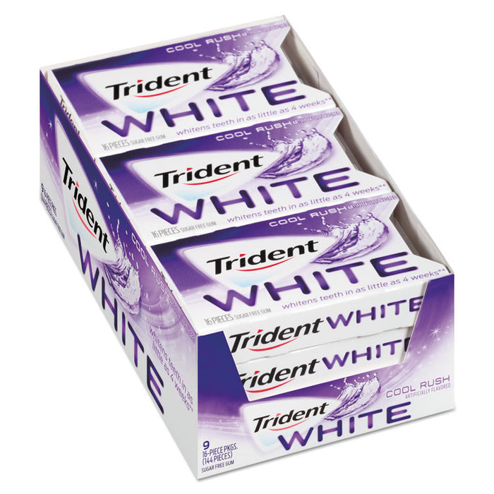 White Sugarless Gum, Cool Rush Flavor, 16-Pieces/Pack, 9 Packs/Box