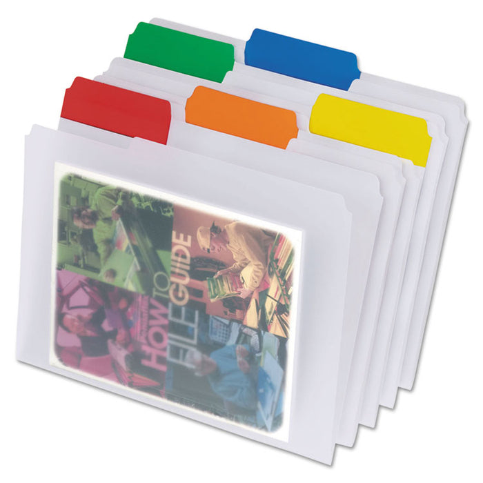 Poly File Folders, 1/3-Cut Tabs, Letter Size, Clear, 25/Box