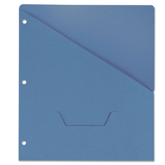 Slash-Cut Pockets for Three-Ring Binders, Jacket, Letter, 11 Pt., Blue, 10/Pack