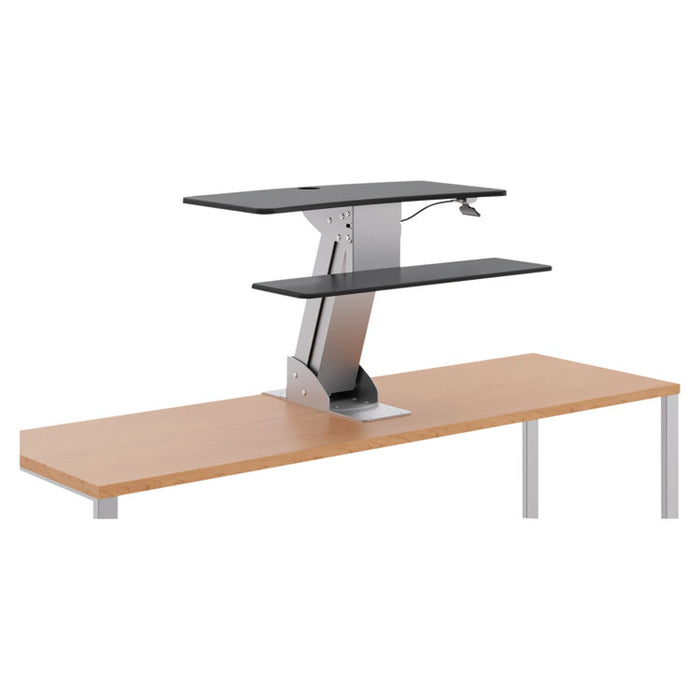 Directional Desktop Sit-to-Stand Riser without Monitor Arm, Silver/Black