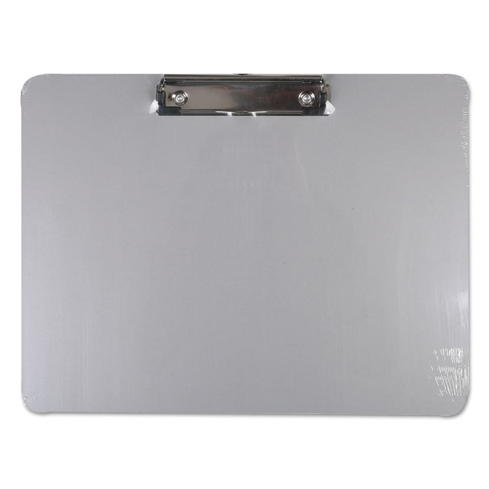Plastic Brushed Aluminum Clipboard, Landscape Orientation, 0.5" Clip Capacity, Holds 11 x 8.5 Sheets, Silver