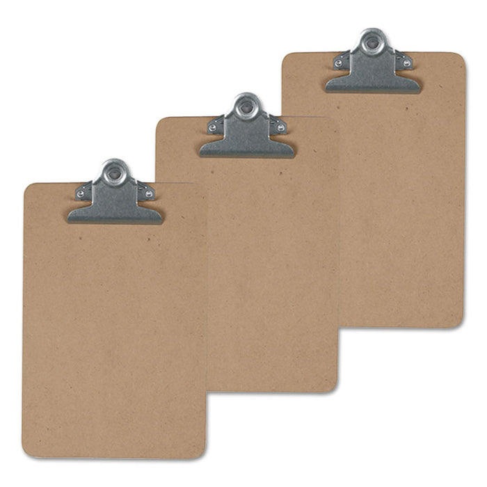 Hardboard Clipboard, 1" Capacity, Holds 8 1/2 x 14, Brown, 3/Pk