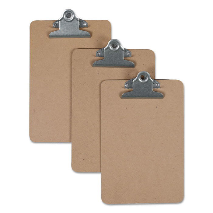 Hardboard Clipboard, 0.75" Clip Capacity, Holds 5 x 8 Sheets, Brown, 3/Pack