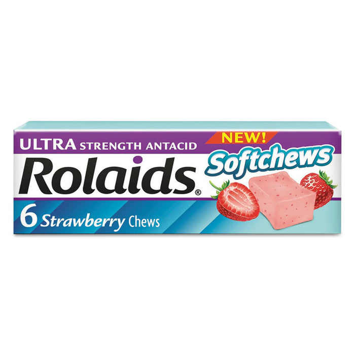 Ultra Strength Antacid Softchews, Strawberry, 6/Pack, 12 Packs/Box
