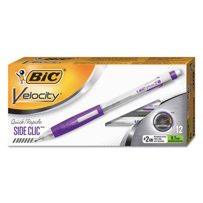 Velocity Side Clic Pencil, 0.7 mm, HB (#2), Black Lead, Assorted Barrel Colors, Dozen