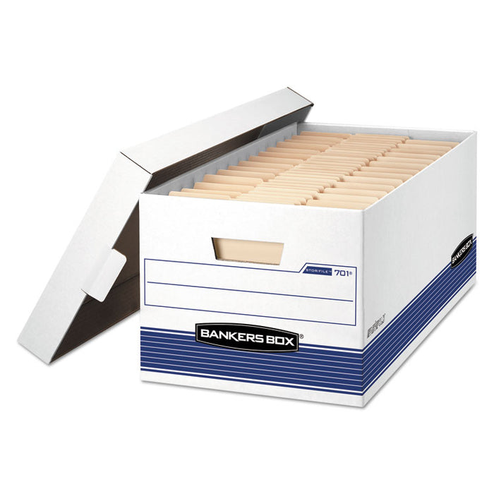 STOR/FILE Medium-Duty Storage Boxes, Letter Files, 12.88" x 25.38" x 10.25", White/Blue, 12/Carton