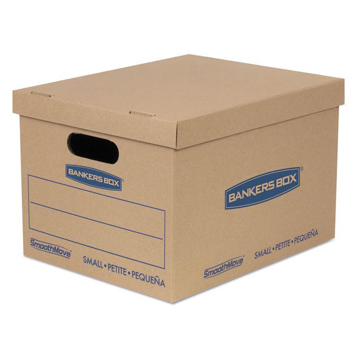 SmoothMove Classic Moving/Storage Boxes, Half Slotted Container (HSC), Small, 12" x 15" x 10", Brown/Blue, 10/Carton