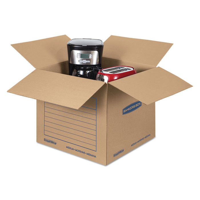 SmoothMove Basic Moving Boxes, Regular Slotted Container (RSC), Medium, 18" x 18" x 16", Brown/Blue, 20/Bundle