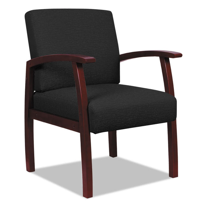 Alera Reception Lounge 700 Series Guest Chair, 23.22'' x 26.18'' x 35.23'', Black Seat/Mahogany Back, Mahogany Base