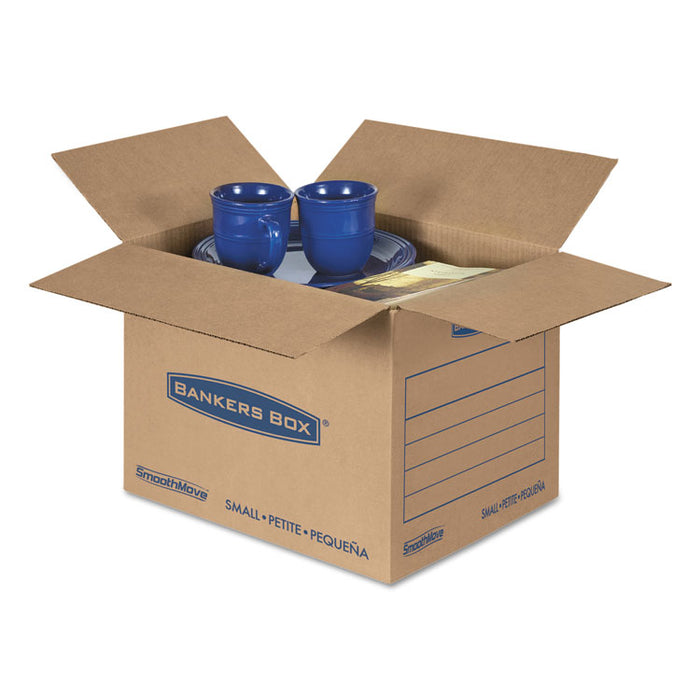 SmoothMove Basic Moving Boxes, Small, Regular Slotted Container (RSC), 16" x 12" x 12", Brown Kraft/Blue, 25/Bundle