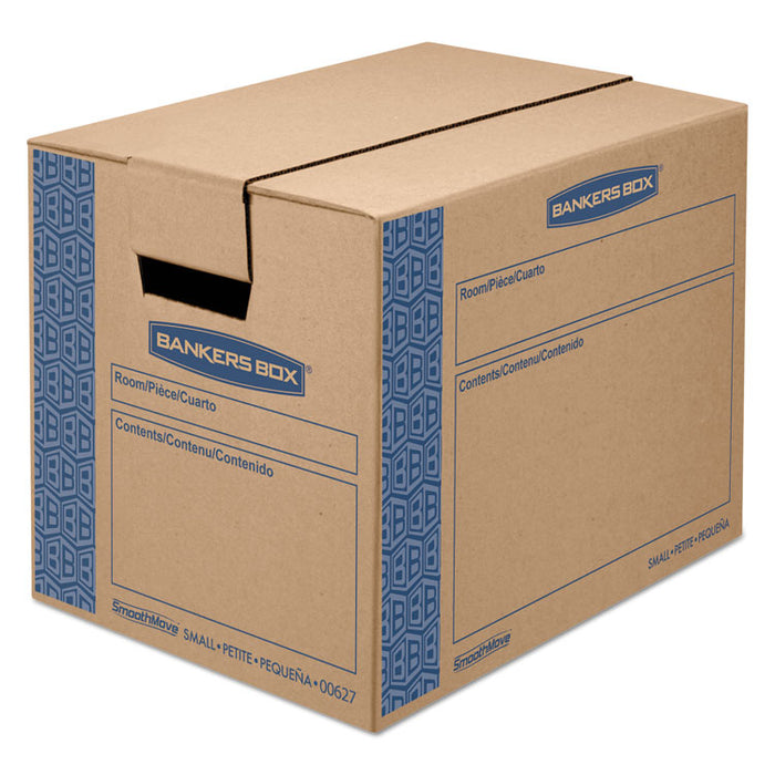 SmoothMove Prime Moving & Storage Boxes, Small, Regular Slotted Container (RSC), 16" x 12" x 12", Brown Kraft/Blue, 10/Carton