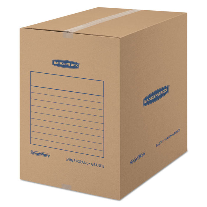 SmoothMove Basic Moving Boxes, Large, Regular Slotted Container (RSC), 18" x 18" x 24", Brown Kraft/Blue, 15/Carton