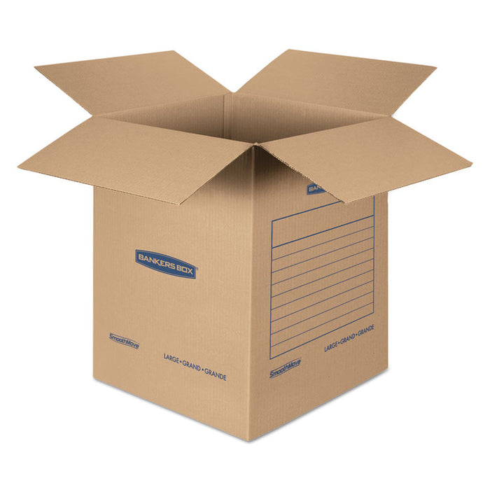 SmoothMove Basic Moving Boxes, Large, Regular Slotted Container (RSC), 18" x 18" x 24", Brown Kraft/Blue, 15/Carton