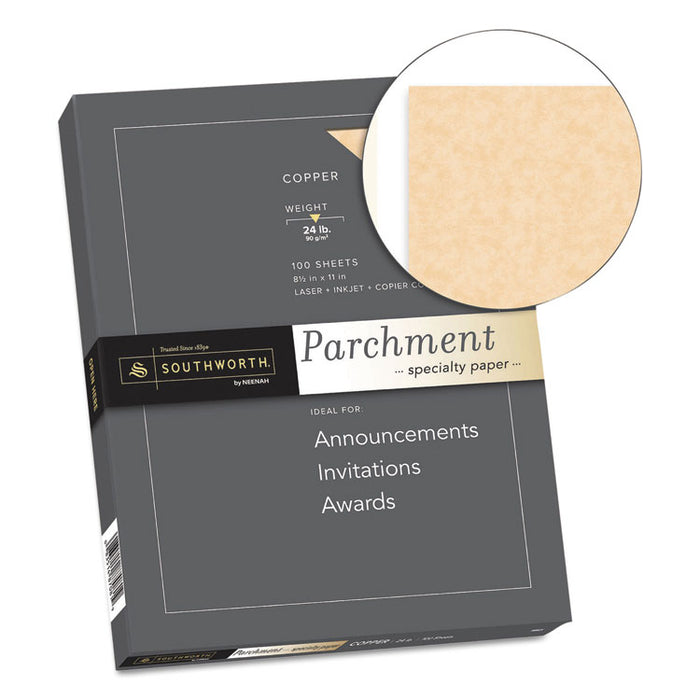 Parchment Specialty Paper, 24 lb, 8.5 x 11, Copper, 100/Pack