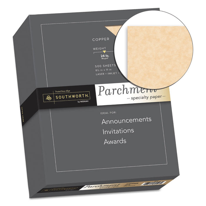 Parchment Specialty Paper, 24 lb, 8.5 x 11, Copper, 500/Box
