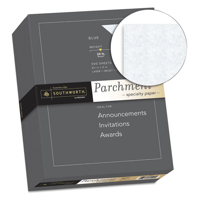 Parchment Specialty Paper, 24 lb Bond Weight, 8.5 x 11, Blue, 500/Ream