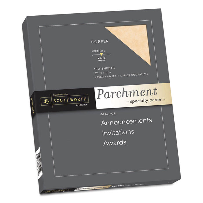 Parchment Specialty Paper, 24 lb, 8.5 x 11, Copper, 100/Pack