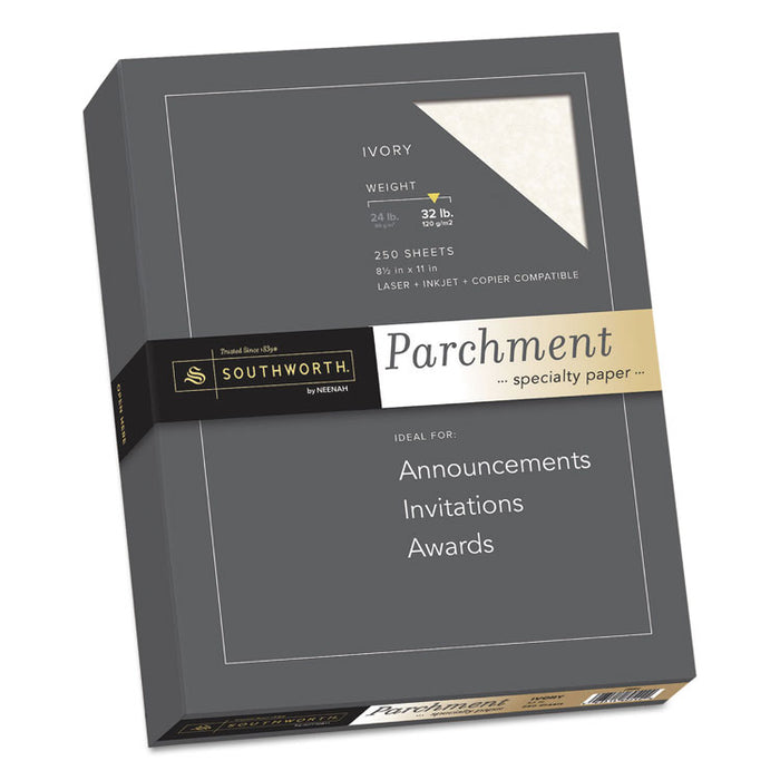 Parchment Specialty Paper, 32 lb Bond Weight, 8.5 x 11, Ivory, 250/Pack